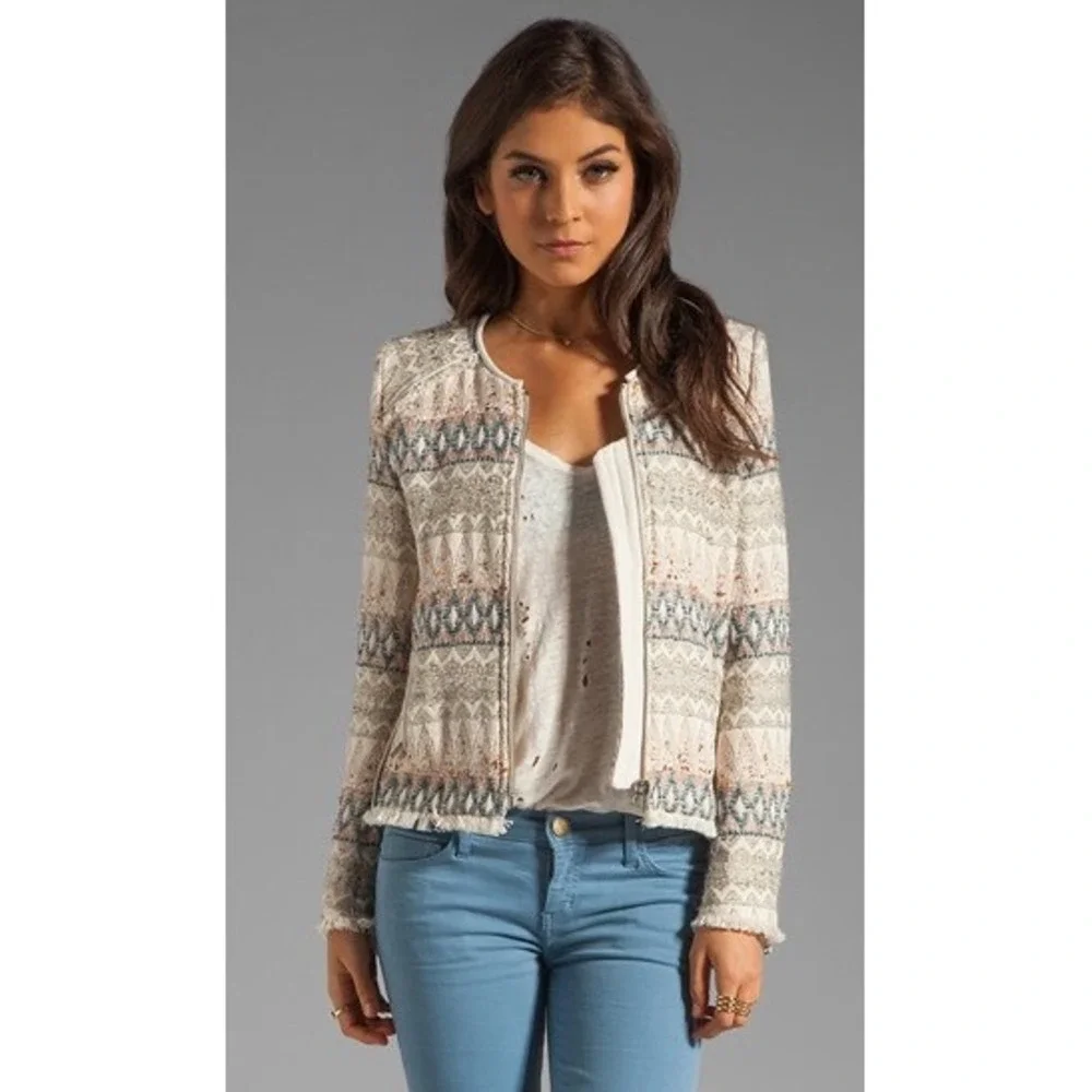 IRO Uma Diamond Print Boucle Tweed Jacket Textured Knit‎ Size 1
